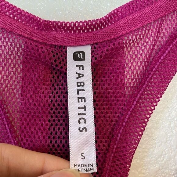 Fabletics Grey & Pink Mesh Layered Racerback Athletic Tank Top - Picture 4 of 5